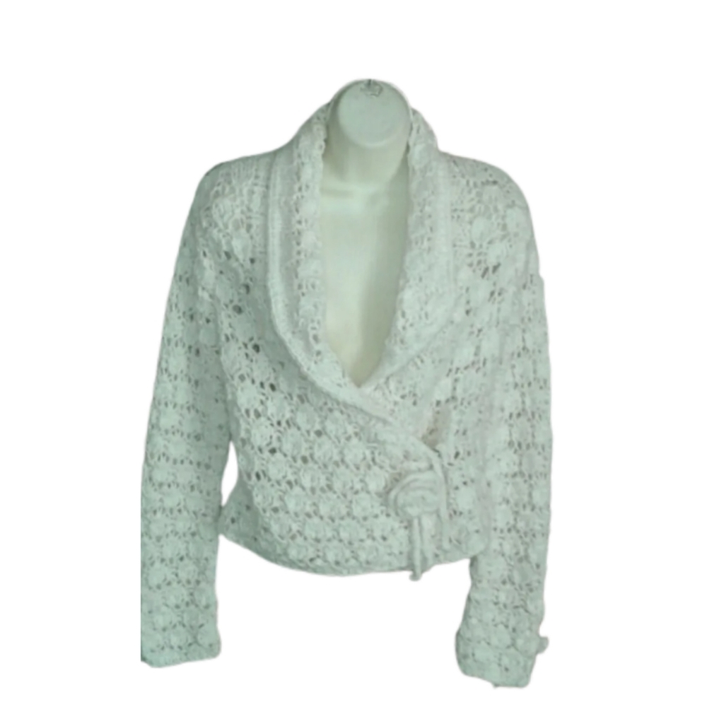 PHOSPHORUS OFF WHITE LOOSE KNIT WRAP SWEATER